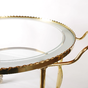 Mid century polished brass serving trolley, 1930's cocktail bar cart