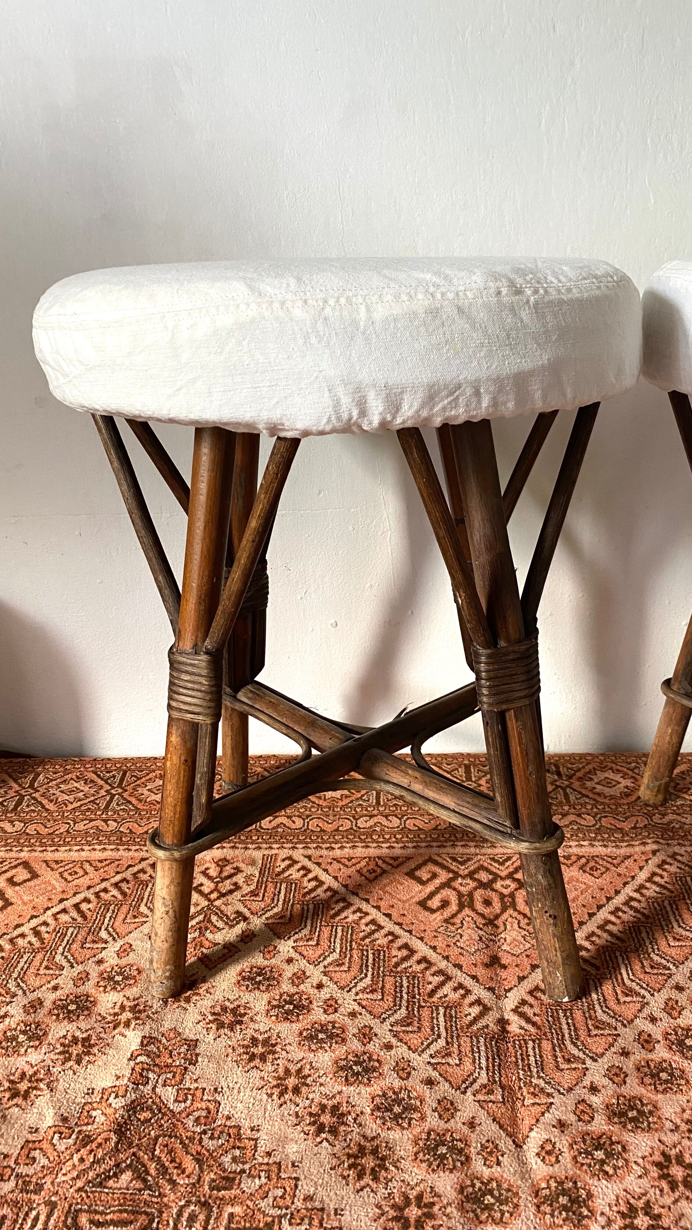 Vintage rattan stools