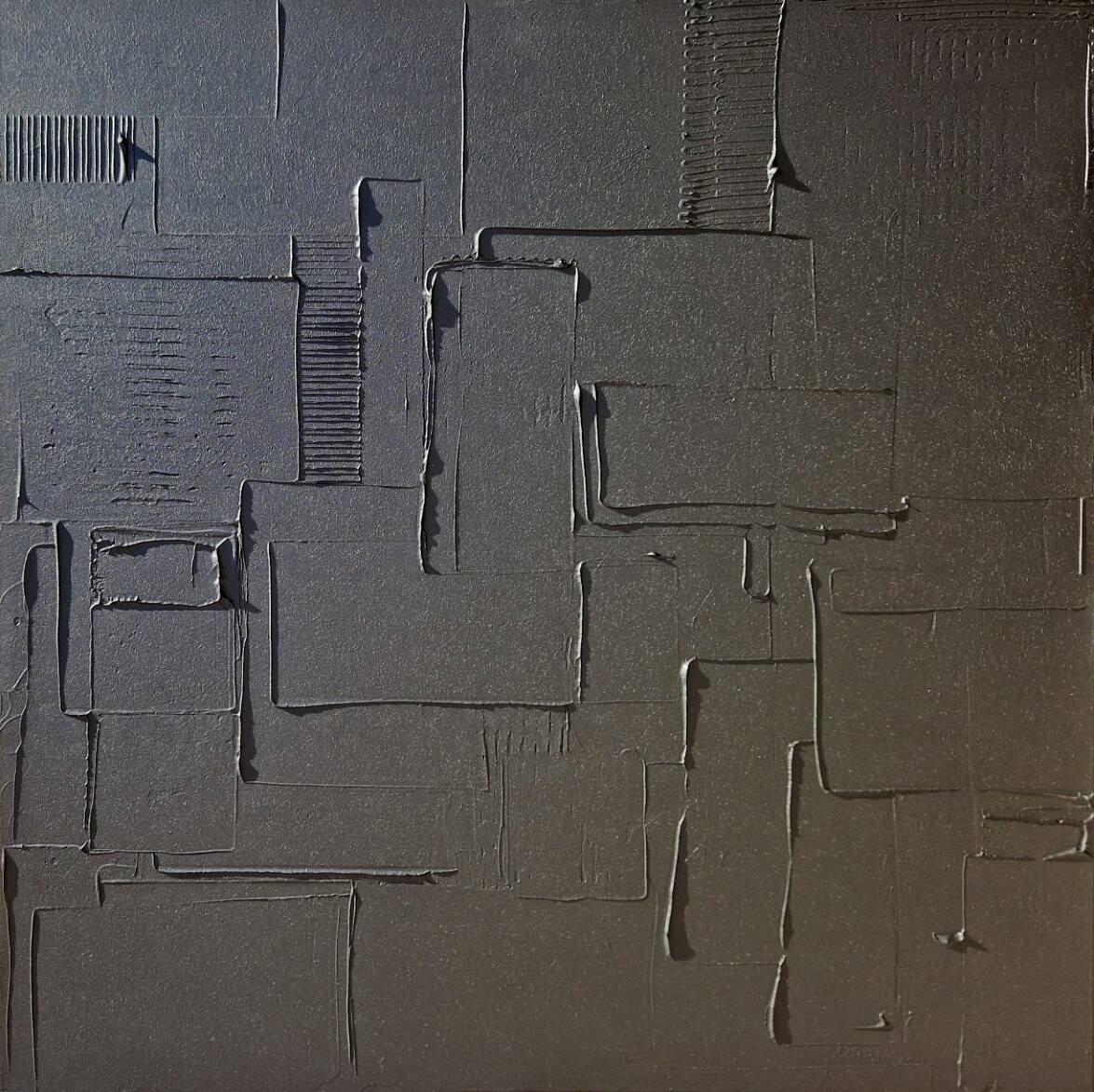 Minimalist monochrome abstract painting black