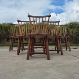 Set 6 vintage dutch spindle back rustic dining chairs De Ster