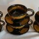 set of cups and saucers, ceramic glaze, 80s