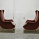 Pair of armchairs vintage with feet brass Italy 1960 s