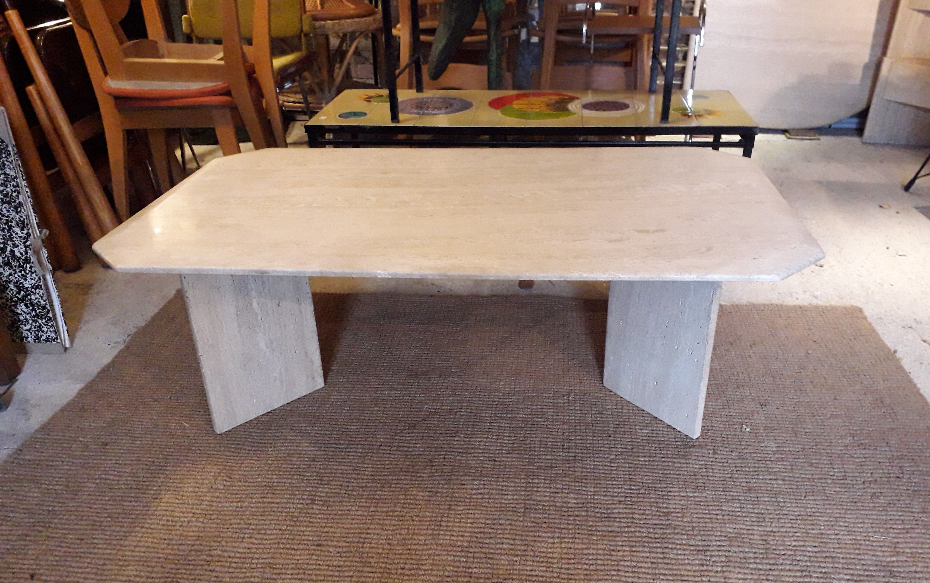 Travertine coffee table