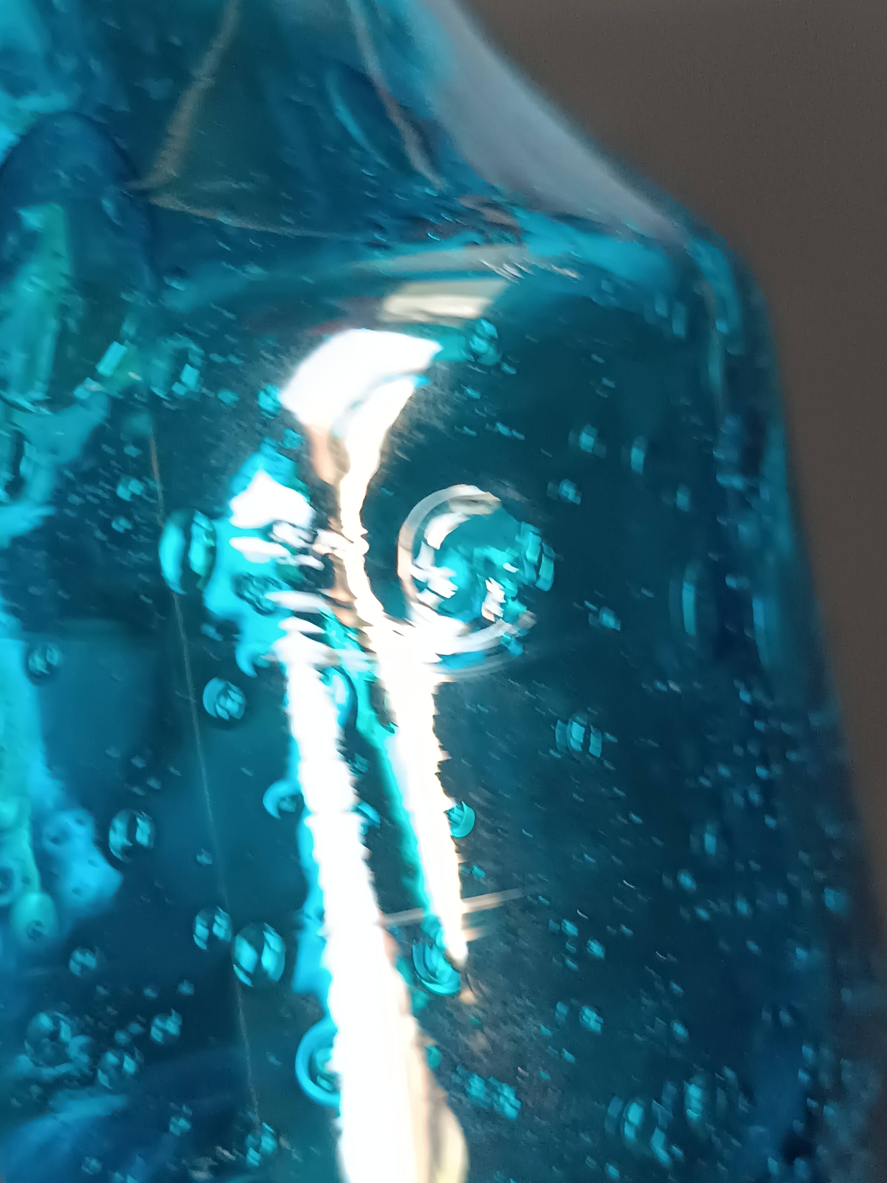 Blue bubbled glass vase Top Design Italy 1970