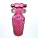 Vintage pink blown glass cornet vase - vintage pineapple shape 18cm