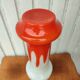 Vase opaline verre orange et blanc vintage