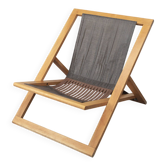 Modernist folding lounge chair with wooden frame, 1970s