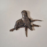 Set of two wall decorations exotic birds vintage brass