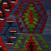 Geometric Blue & Green Vintage Kilim Rug, 154x305Cm