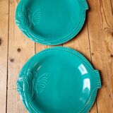 Set of 6 green fish slip plates