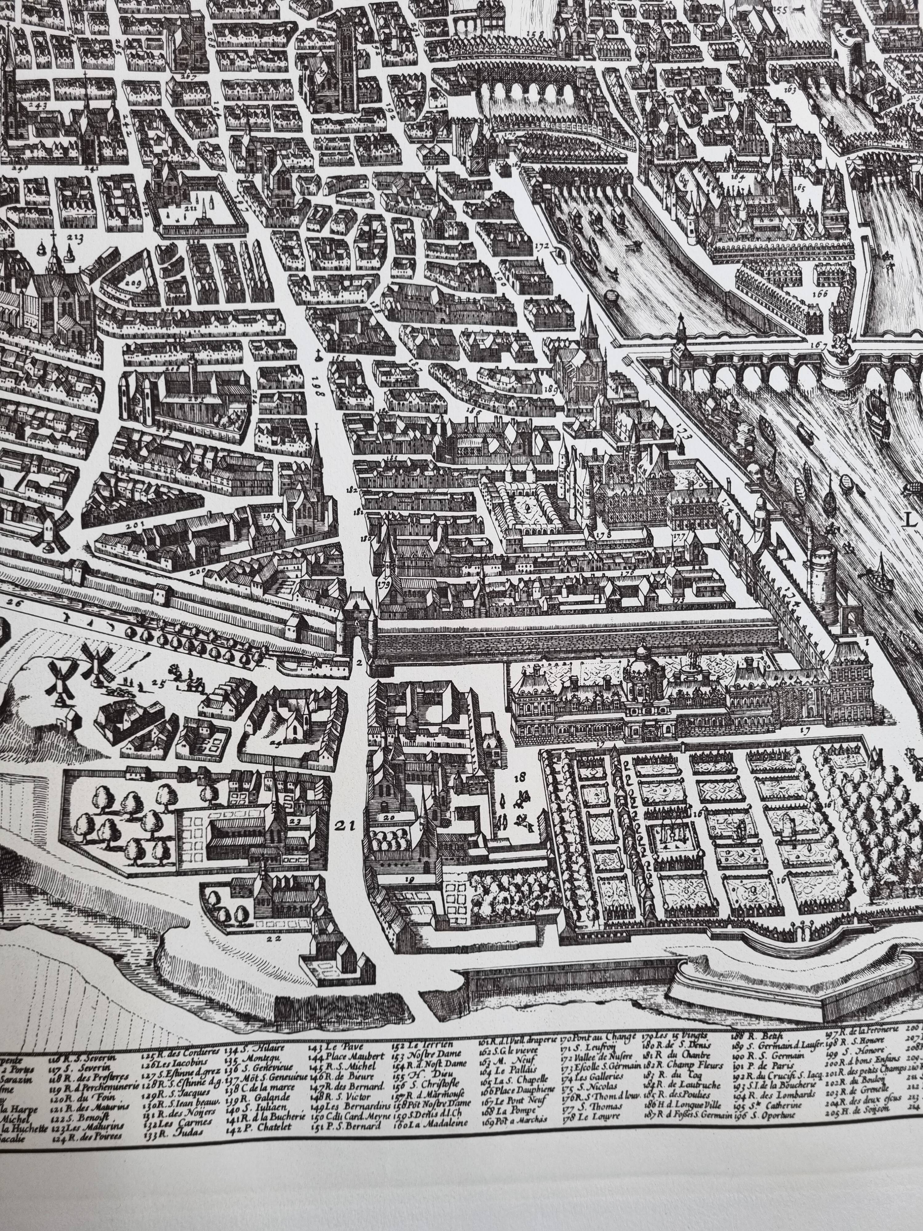 Vintage reproduction, Lutetia Parisiorum Urbis, 1618, after Sebastian Munster, 105 x 73 cm