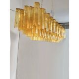 Contemporary Rectangular Luxury "Tronchi" Murano Glass Gold Chandelier