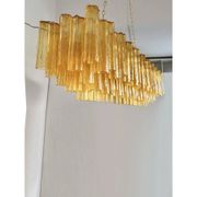 Contemporary Rectangular Luxury "Tronchi" Murano Glass Gold Chandelier