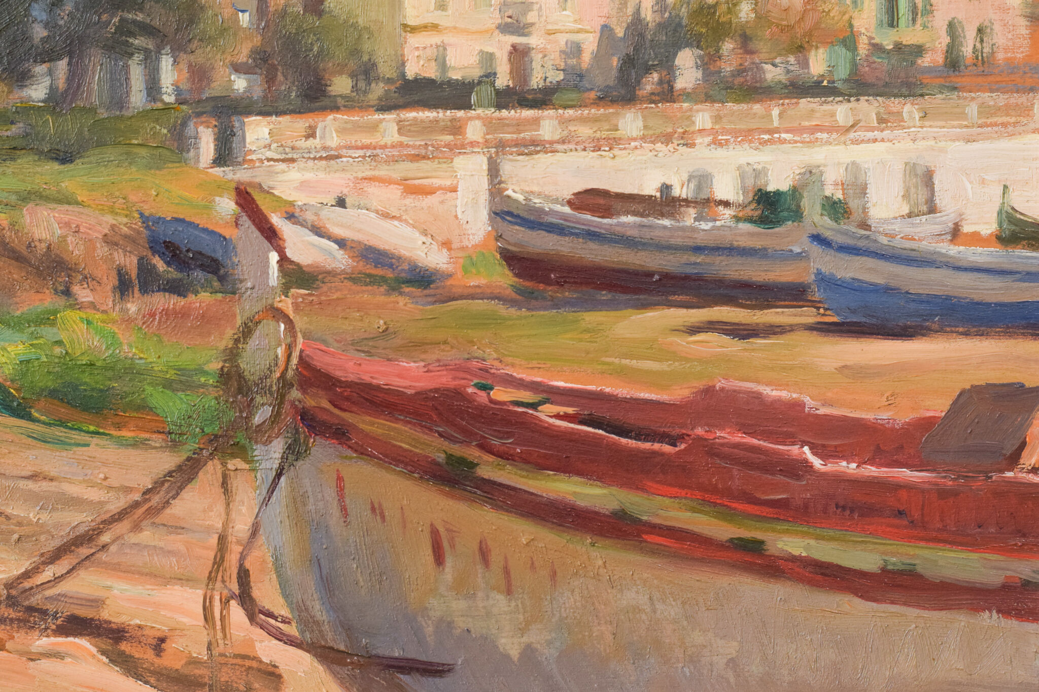 Post impressionist landscape with boats, Ramón Mas i Mas