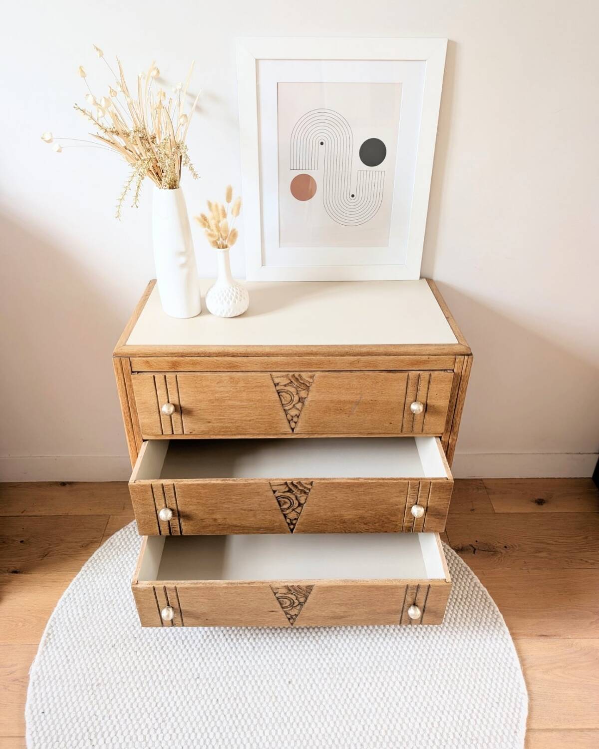 Renovated Art Deco oak chest of drawers
