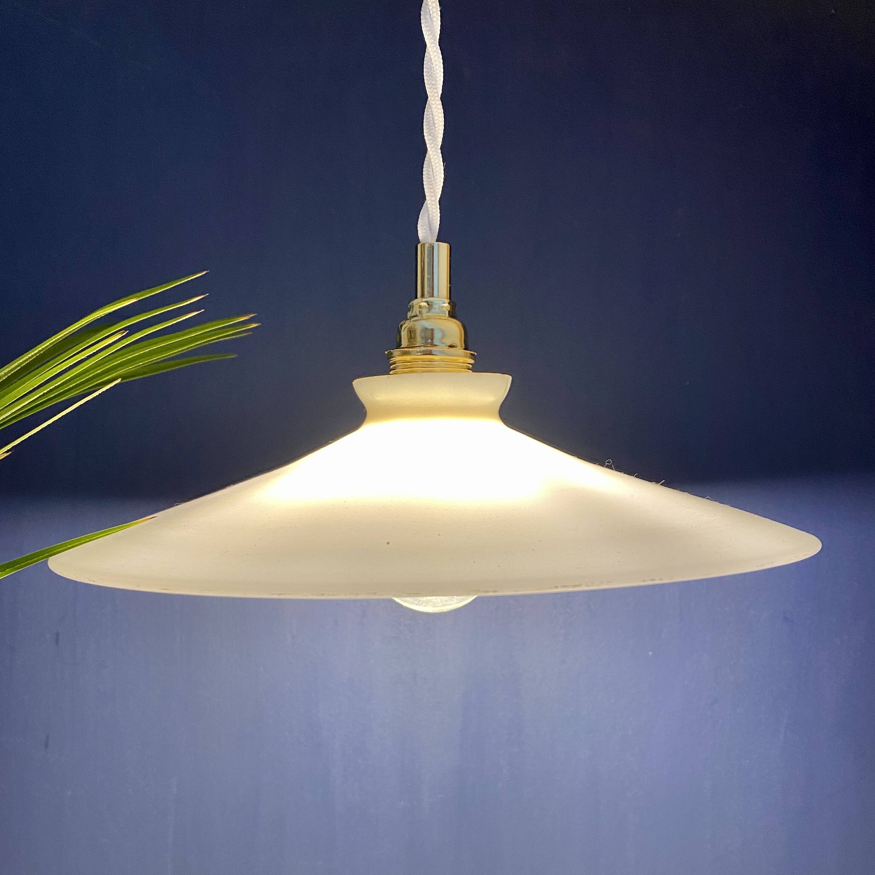Vintage white opaline pendant light