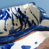 Glazed terracotta mortar and wooden pestle