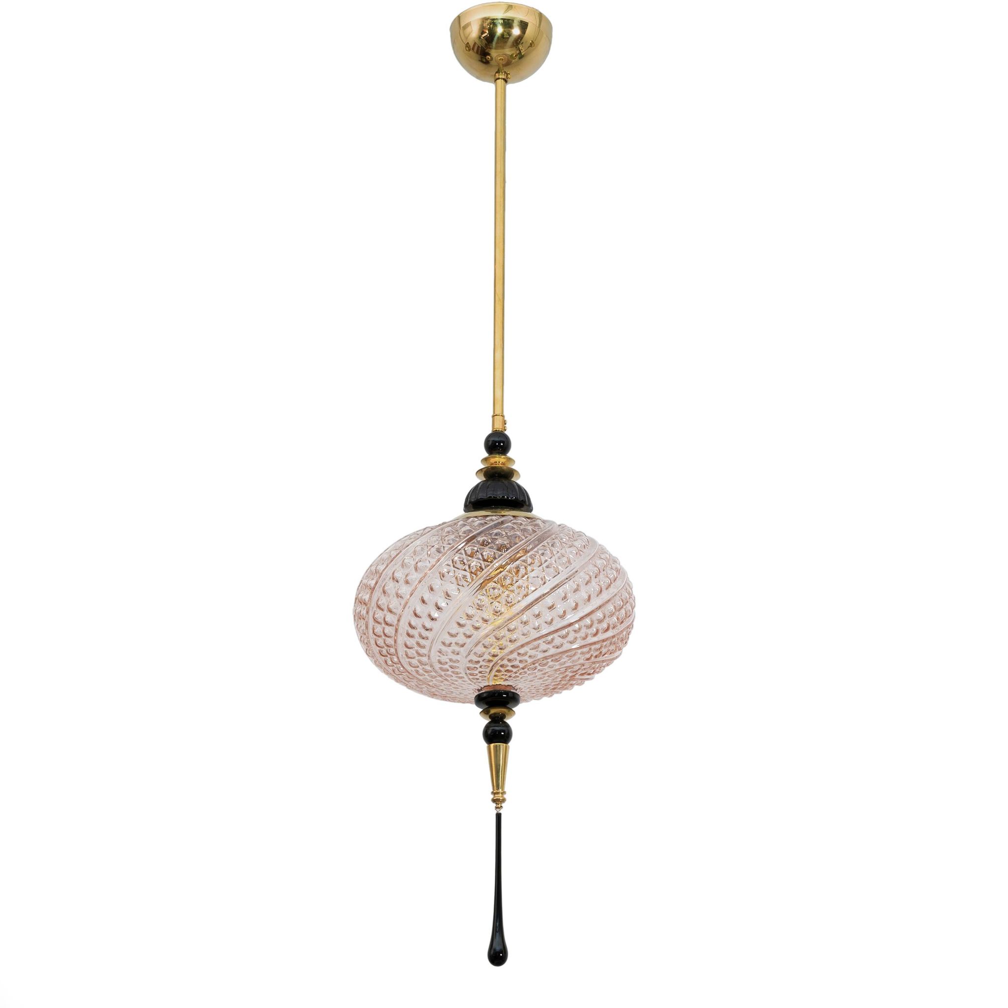 Suspension en verre de Murano soufflé et laiton