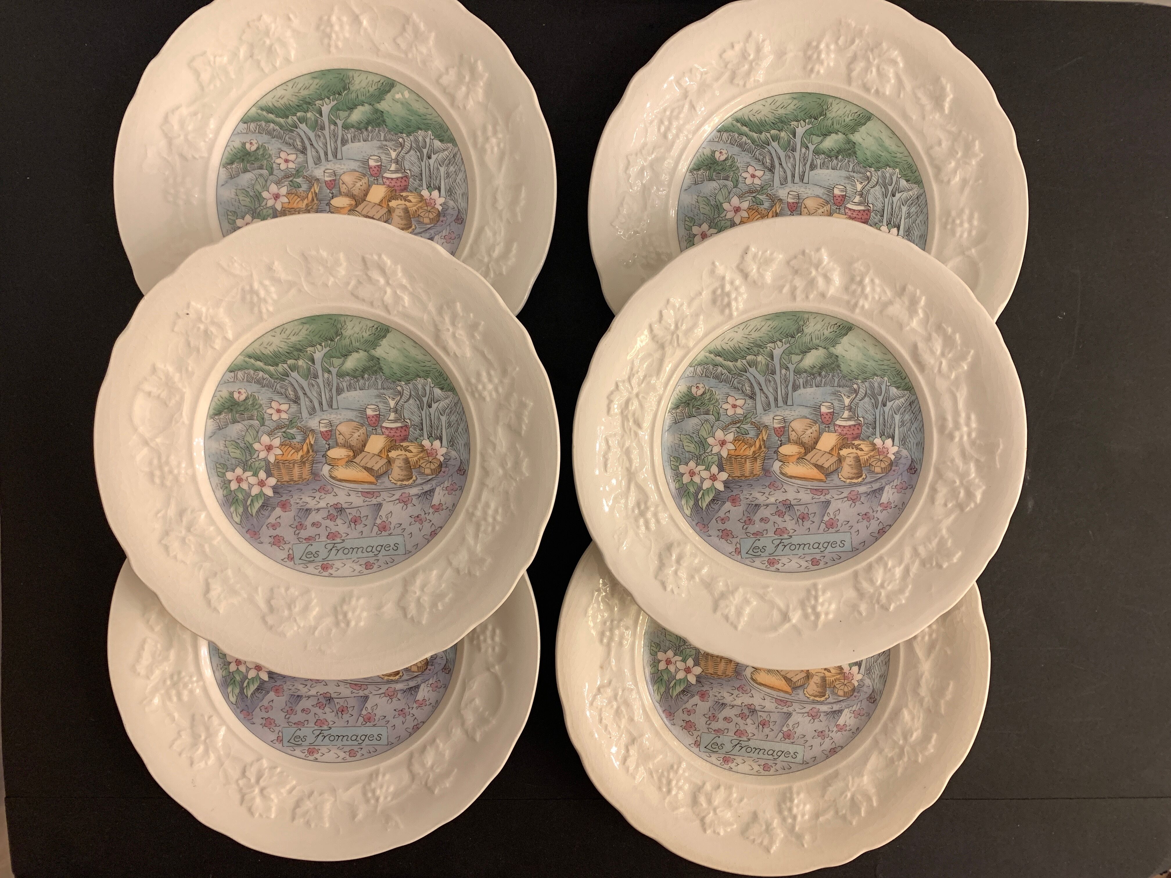 6 Gien cheese plates, Les Saveurs by Marie-Pierre Boitard