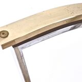Round Brass and Steel Dining Table by Romeo Rega with Glass Top