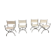 Maison Jansen Set of 4 armchairs Emperor Savonarola White leather and chromed metal