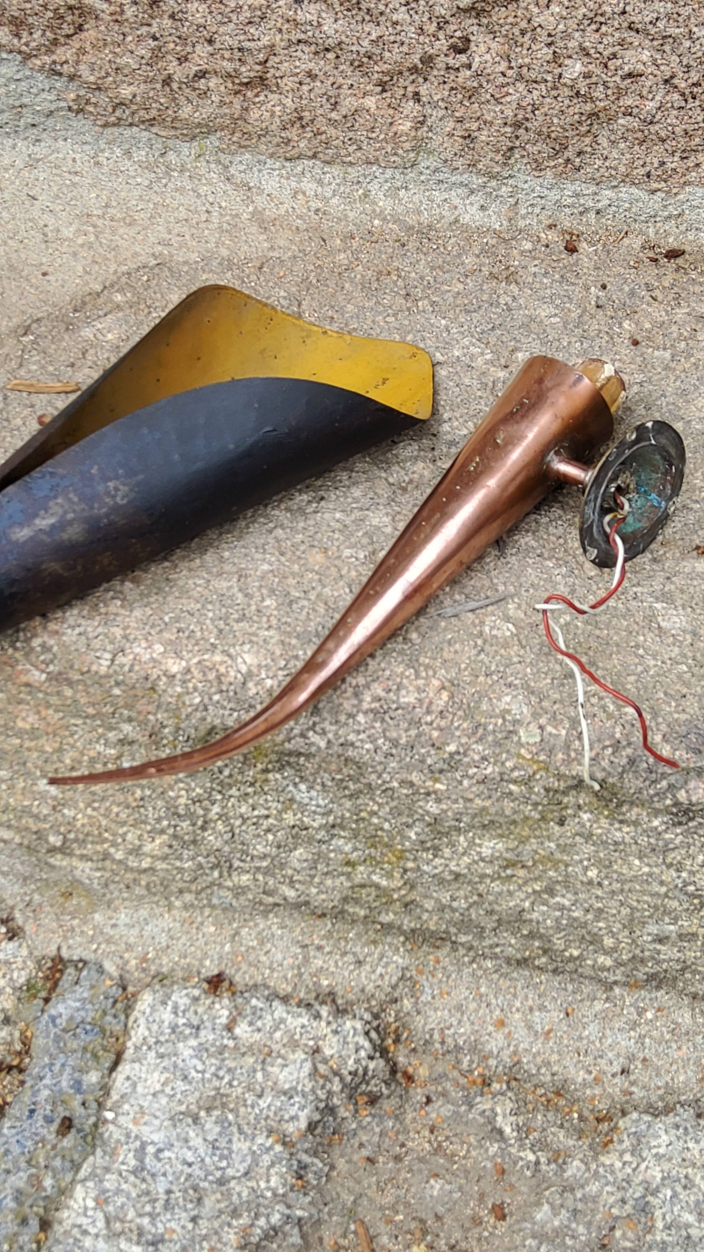 Pair of vintage 50s copper and metal wall lights