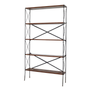 Vintage self-supporting teak and metal shelf 1960