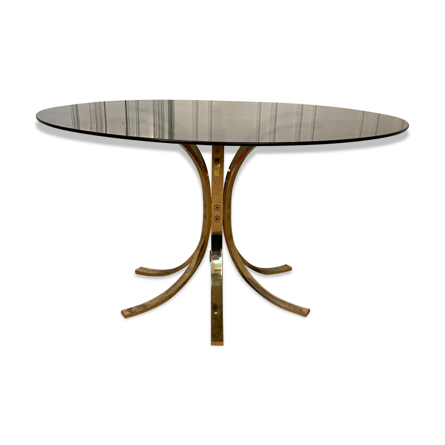 Brass coffee table and smoked glass, 1970s