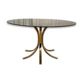 Table basse laiton et verre fumé, 1970s
