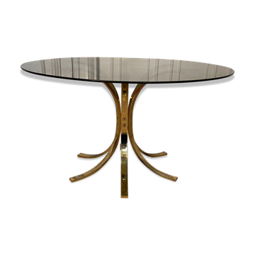 Brass coffee table and smoked glass, 1970s