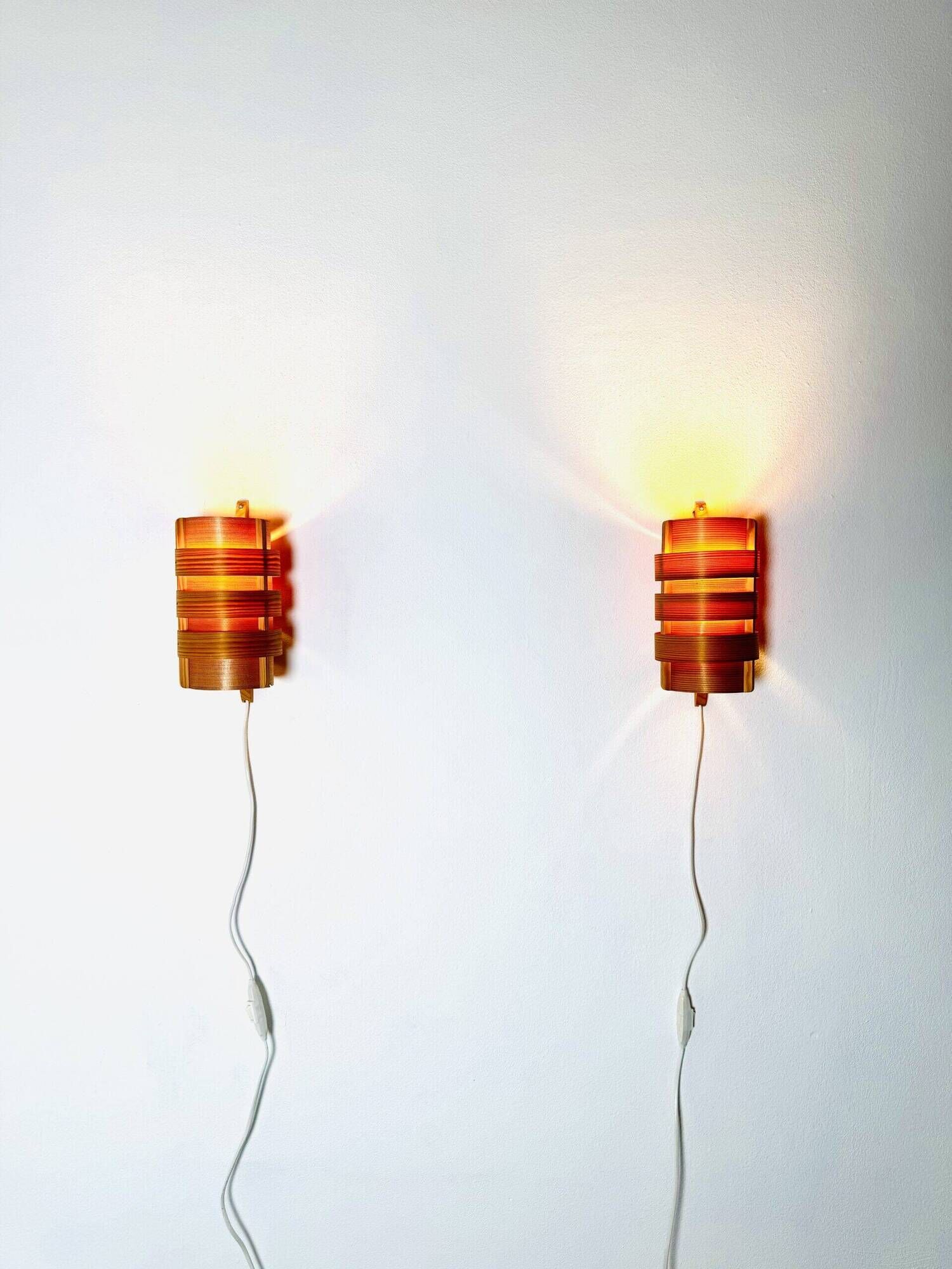 Set Of Curved Pine Veneer Wall Lamps By Hans-Agne Jakobsson For Markaryd, Sweden 1960S