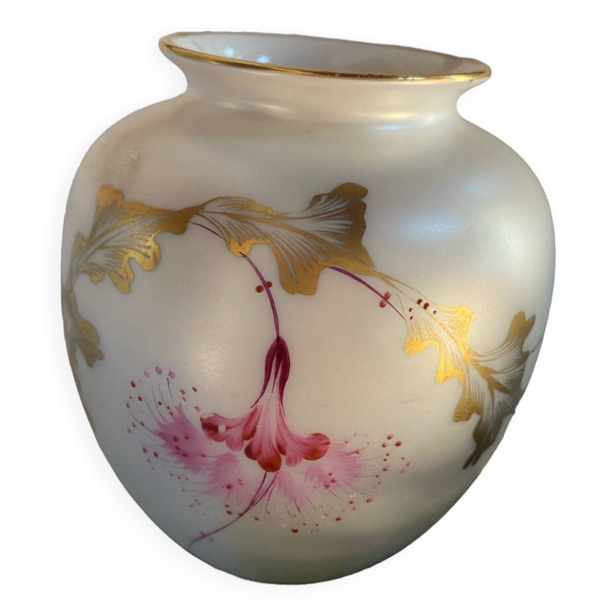 Hand-painted pearlescent porcelain vase
