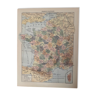 Old map of France political and administrative of 1897
