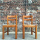 Maison Regain, duo of chairs in solid elm, vintage seating furniture.