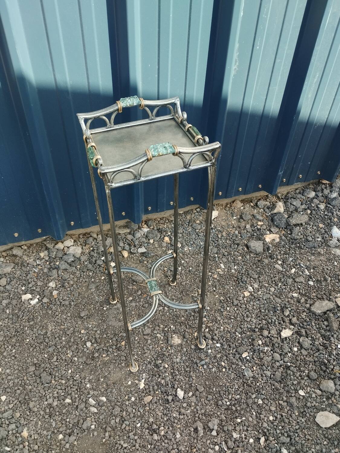 Vintage metal and glass side table