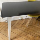 Black and white powder-coated metal dining table - Prouvé style