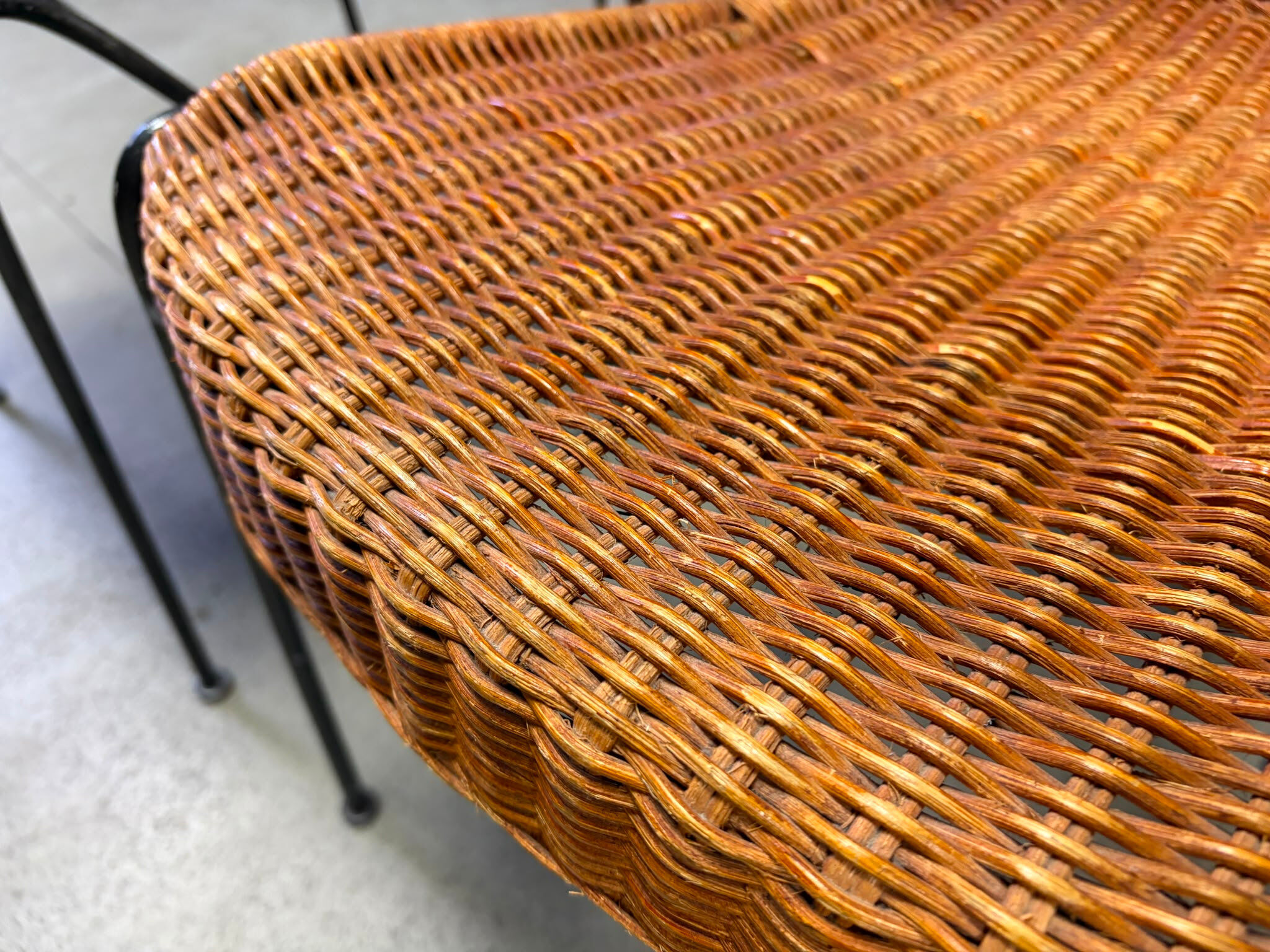 Vintage wicker bistro chairs by Frederik Weinberg, 1960s
