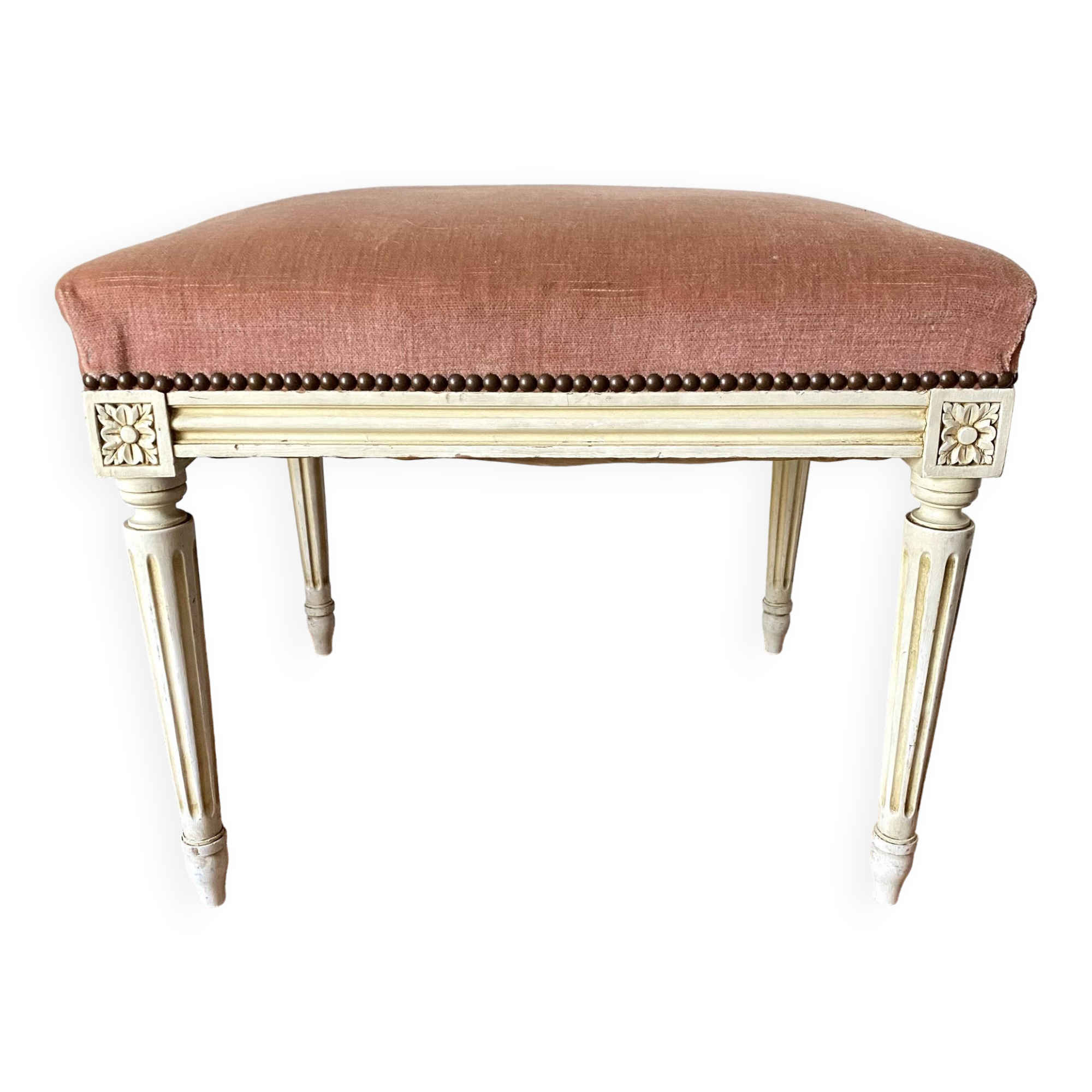 Louis XVI style stool, pink velvet
