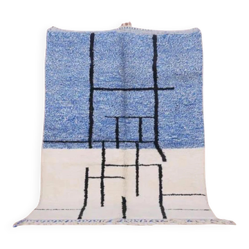 Tapis marocain en laine tissé main, 250x150 cm, style traditionnel