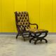 Original English Chesterfield Wingback Chair & Matching Footstool