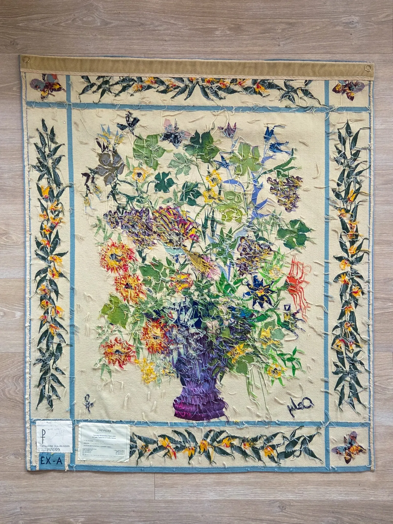 Aubusson tapestry "The Black Trellis" by Odette Caly — Pinto Workshops