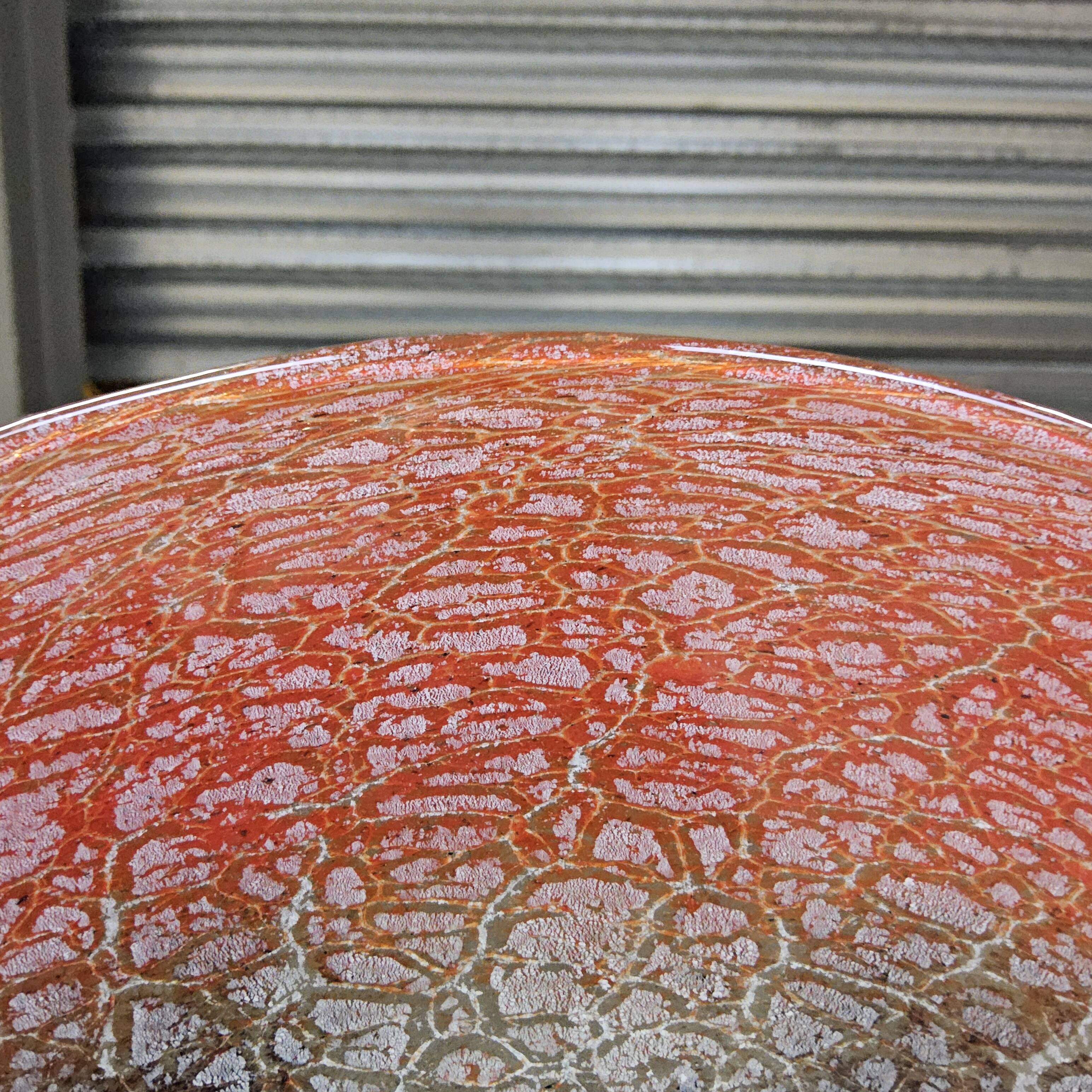 Antique orange German Art Deco WMF Ikora glass pendant lamp 1930