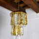 Two-tone chandelier by Zero Quattro, 3 levels, orange and transparent murano glass, Italy, 1970