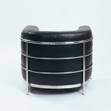 Zanotta onda black leather lounge chair, Italy 1980s