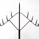Large 7-arm wrought iron tripod candle holder, 1950s