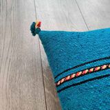 Coussin berbère bleu fait main en coton
