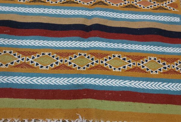 Tapis multicolore en laine tissé à la main 167x97cm