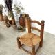 Brutalist chair in wood and straw