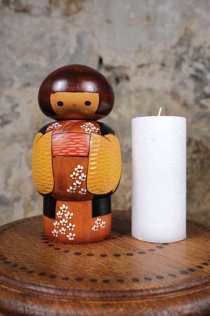 Sosaku Kokeshi colorée par Bitoku, Japon, 1970s