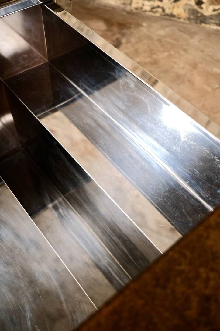 Brass solar flare bar coffee table, Cidue, Italy, 1970s